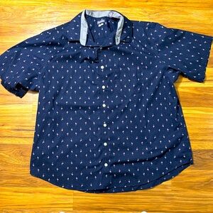 Men's Navy Blue Patterned Shirt